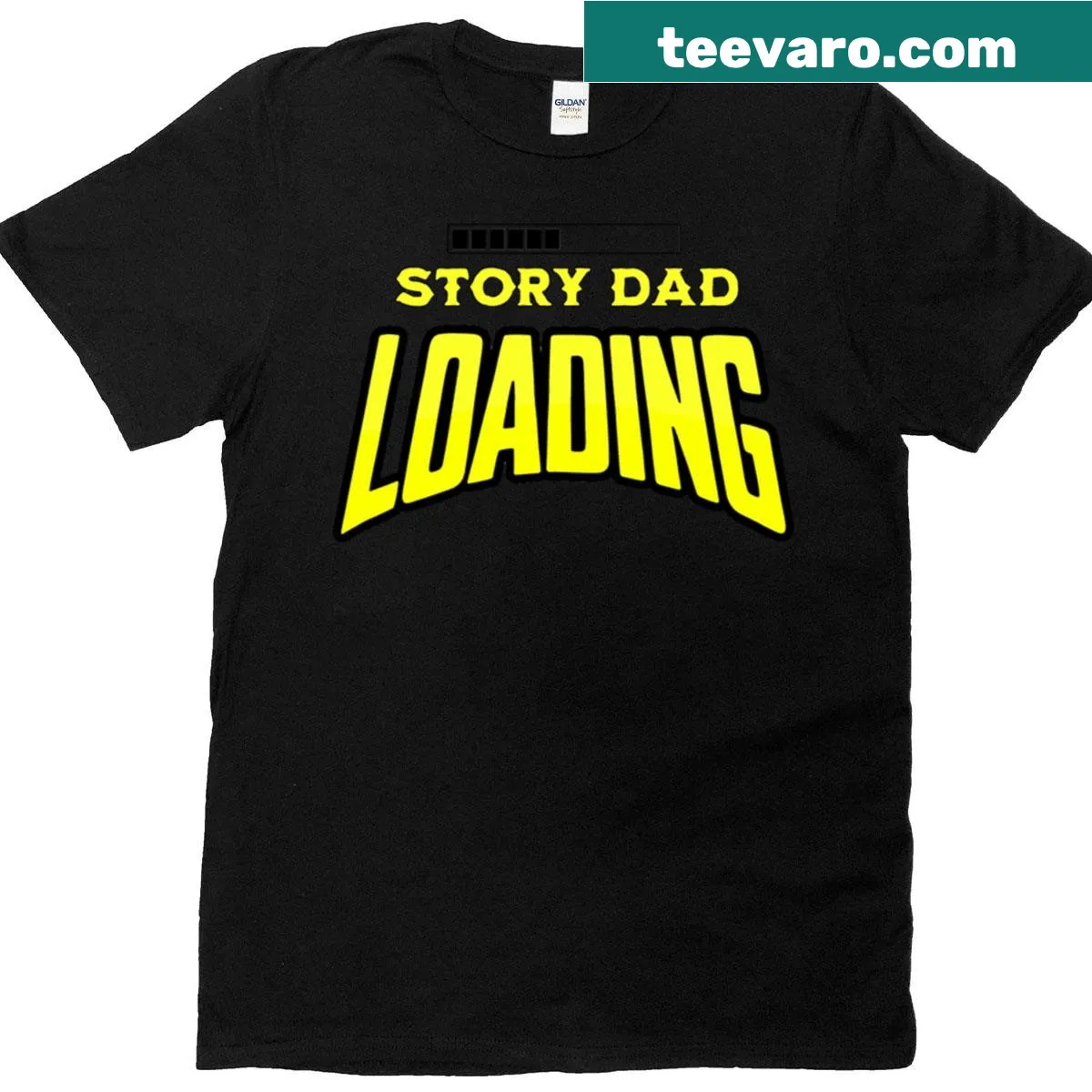 T-shirt with humorous text 'Story Dad Loading' for bedtime tales — on a men's t-shirt