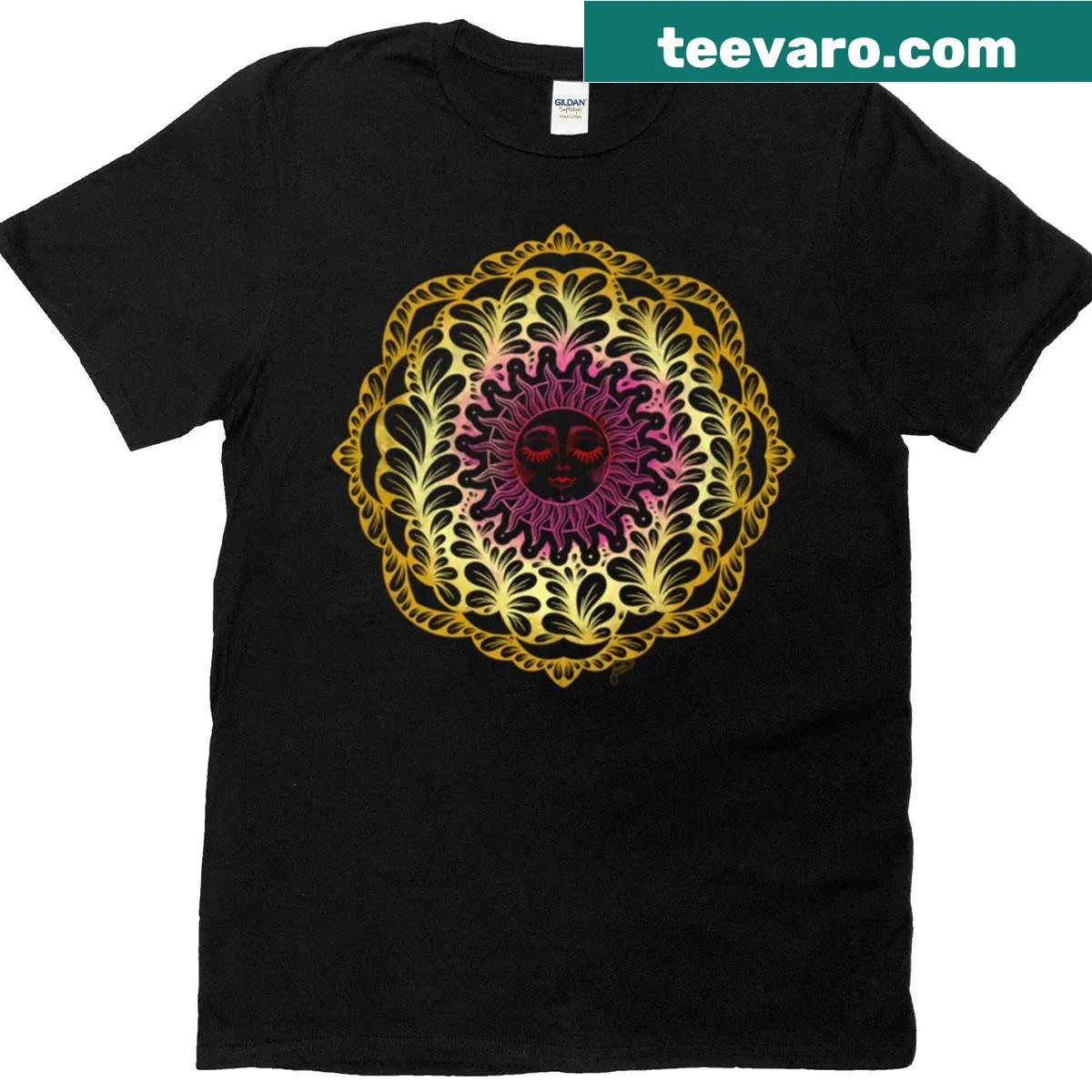 Zen flower petal art T-shirt from the Mystic Collection — on a men's t-shirt