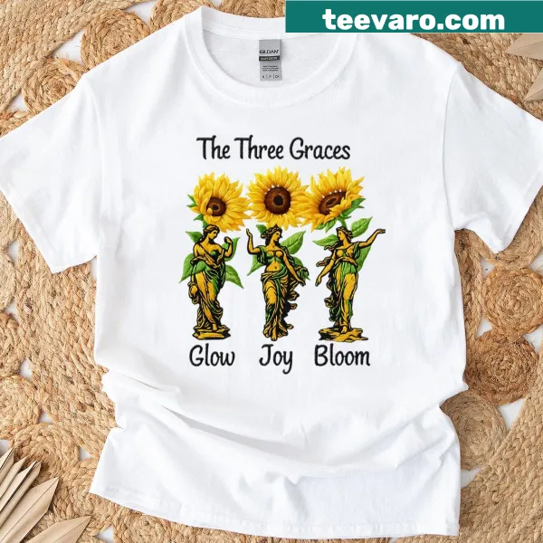 Vintage T-shirt featuring sunflowers and The Three Graces design