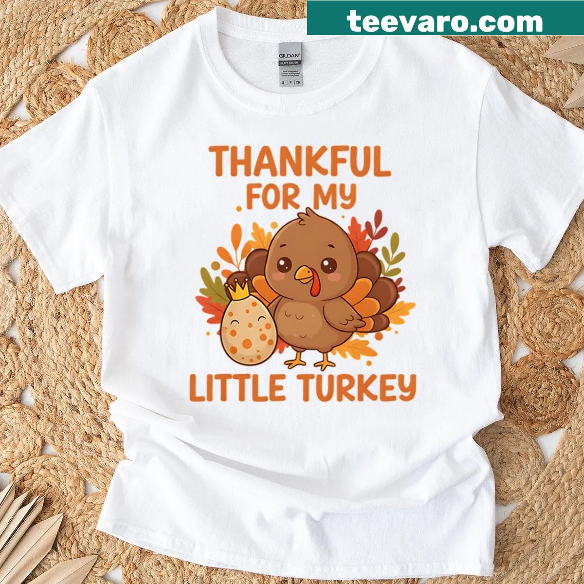 Cute Thanksgiving t-shirt with a turkey graphic and text about being thankful — on a men's t-shirt