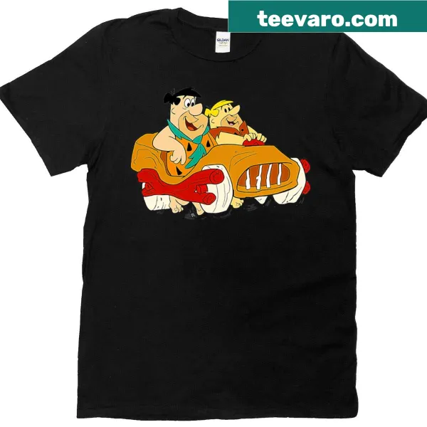 T-shirt featuring the Flintstones wooden car design