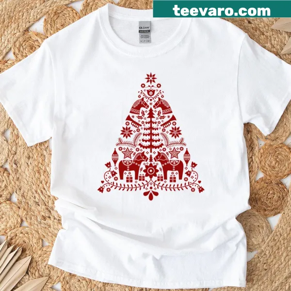 Horse-mas tree graphic for a festive T-shirt
