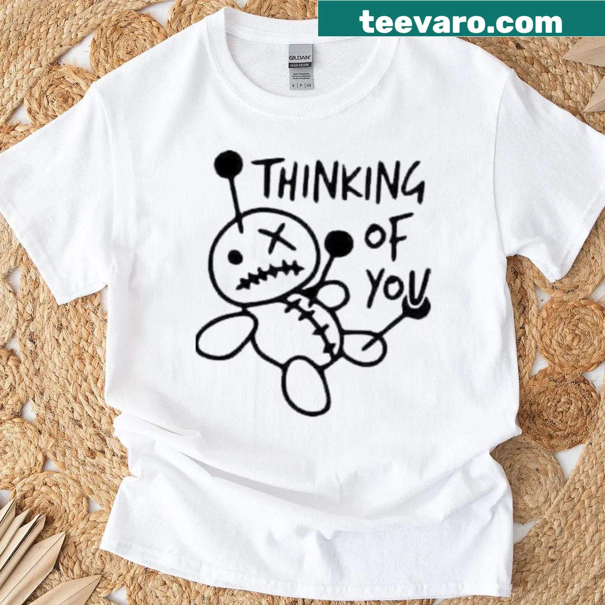 T-shirt with heartwarming text 'Thinking Of You' for emotional connection — on a men's t-shirt