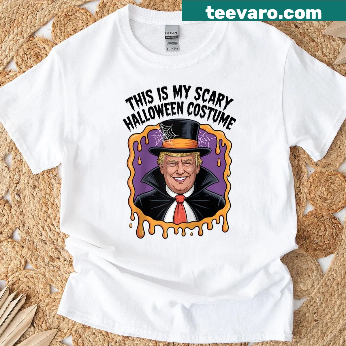 Funny Halloween costume tee with humorous text — on a men's t-shirt