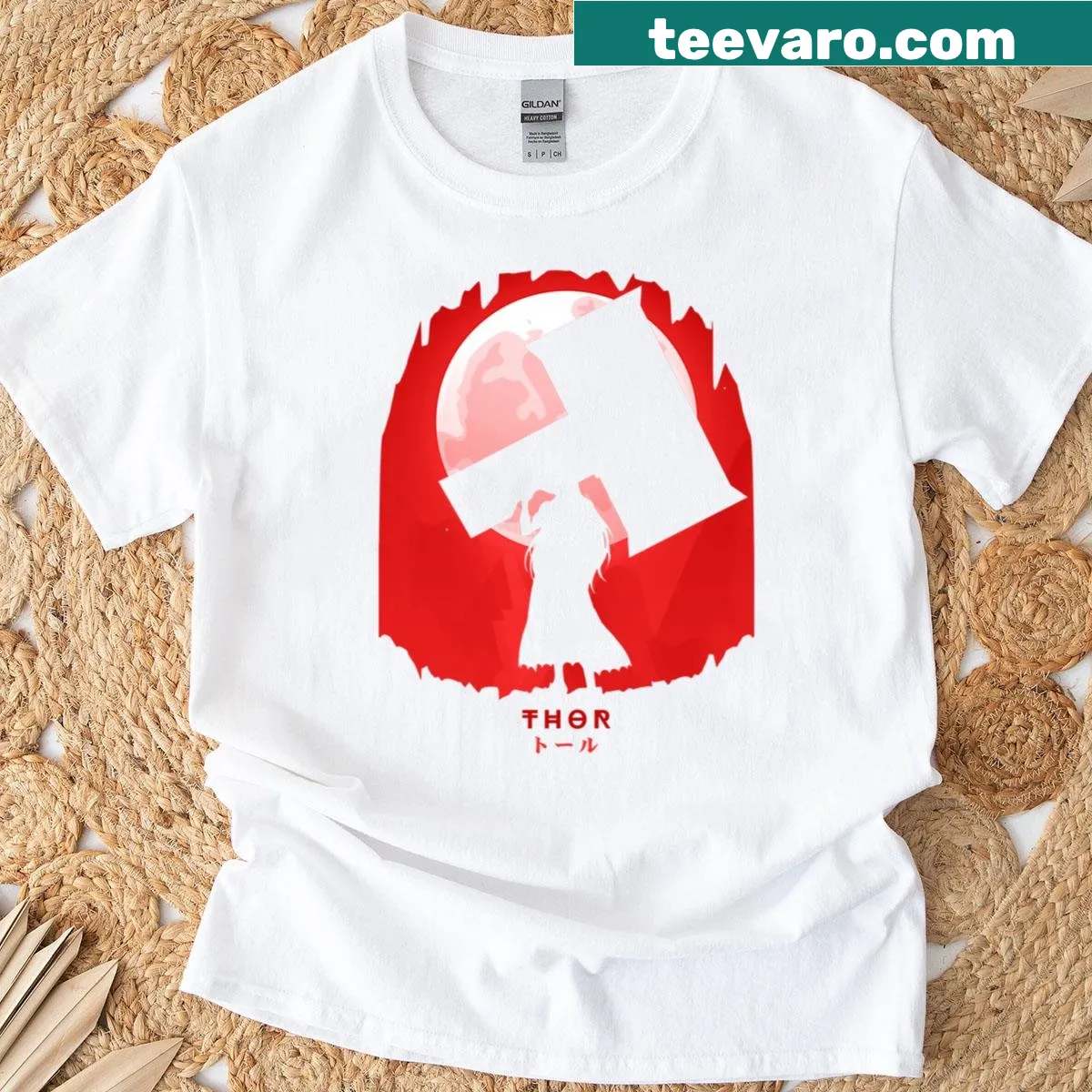 Oversized tee featuring a cartoon Thor character design — on a men's t-shirt
