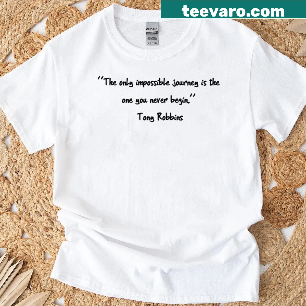 Inspirational T-shirt featuring quotes from Tony Robbins for motivation — on a men's t-shirt