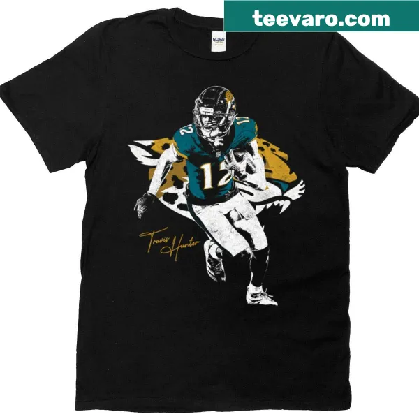Illustrative T-shirt celebrating Travis Hunter in sports