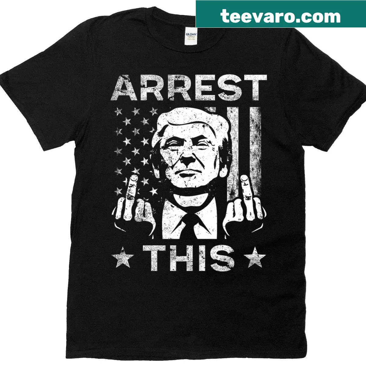 Edgy political humor graphic on a Trump-themed t-shirt — on a men's t-shirt