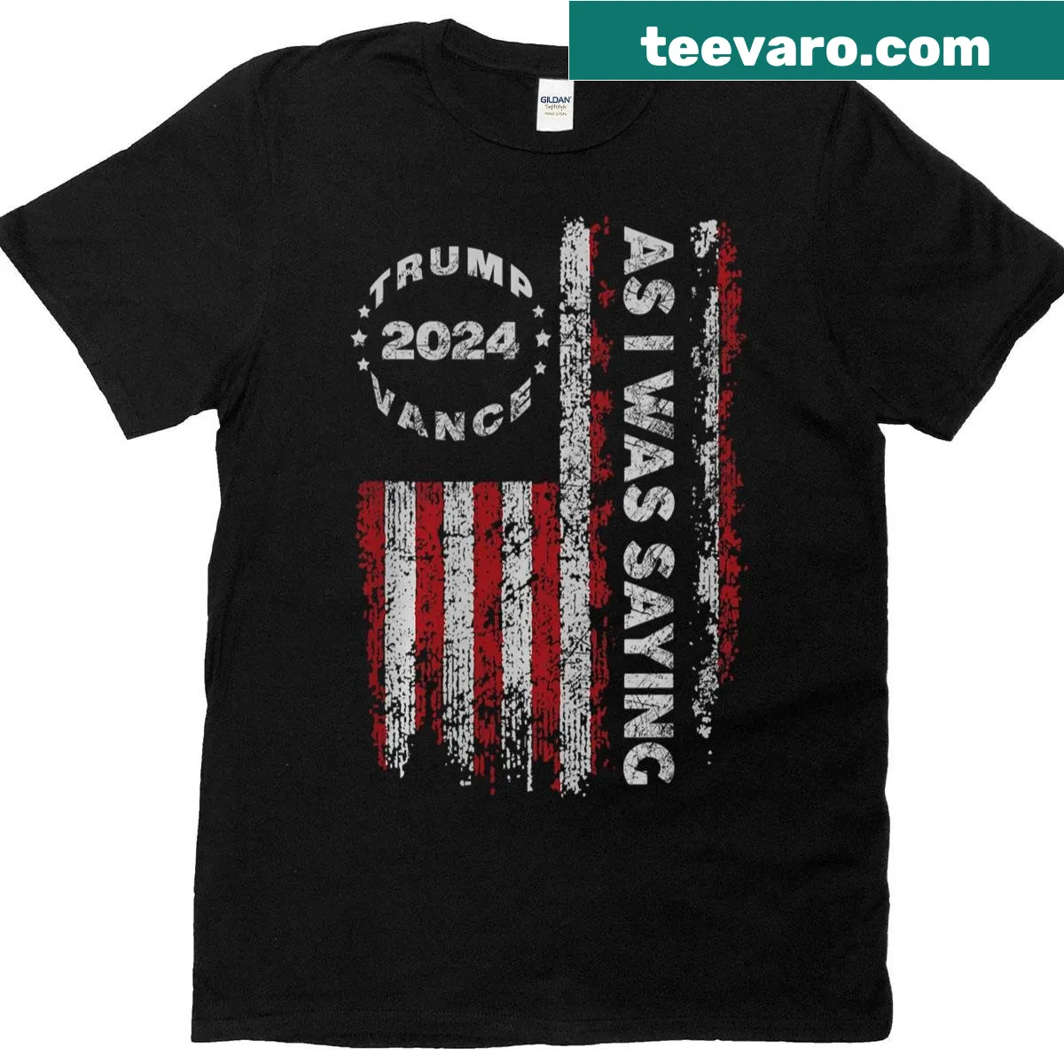 Vintage-style shirt with U.S. flag and 'As I Was Saying' text — on a men's t-shirt