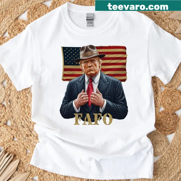 Vintage-style tee with Trump Fafo text and US flag
