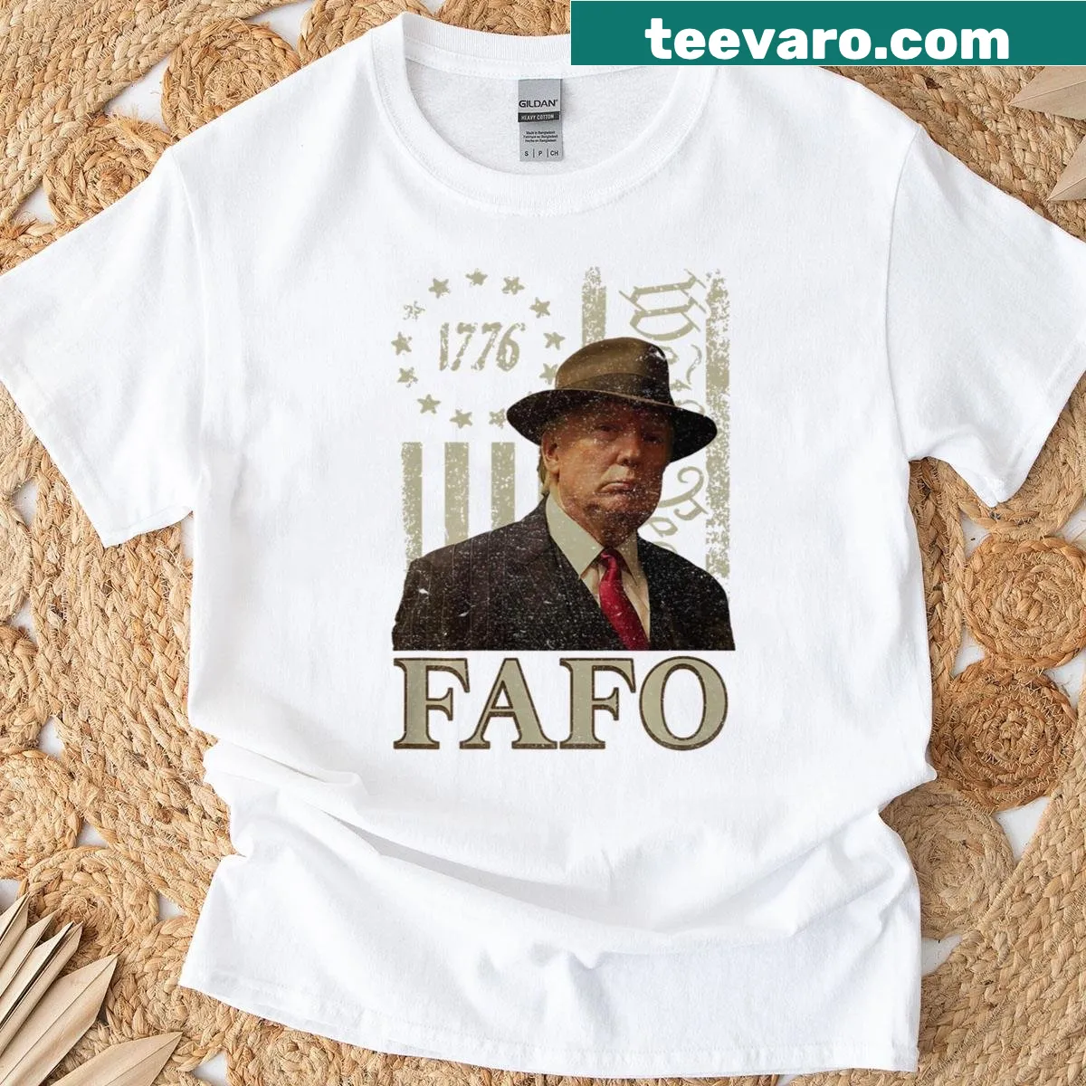 T-shirt with 'Fafo Trump' and American flag graphic — on a men's t-shirt