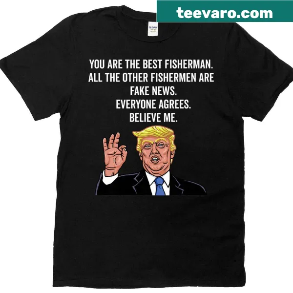 Funny fisherman t-shirt with Trump and fishing hook graphic