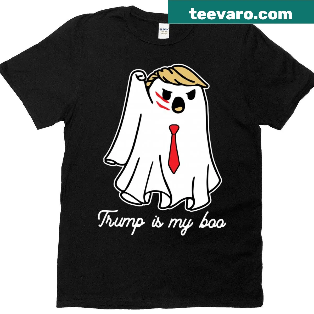 T-shirt featuring the text 'Trump Is My Boo' — on a men's t-shirt