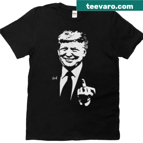 Funny Trump 2024 pocket t-shirt with middle finger graphic