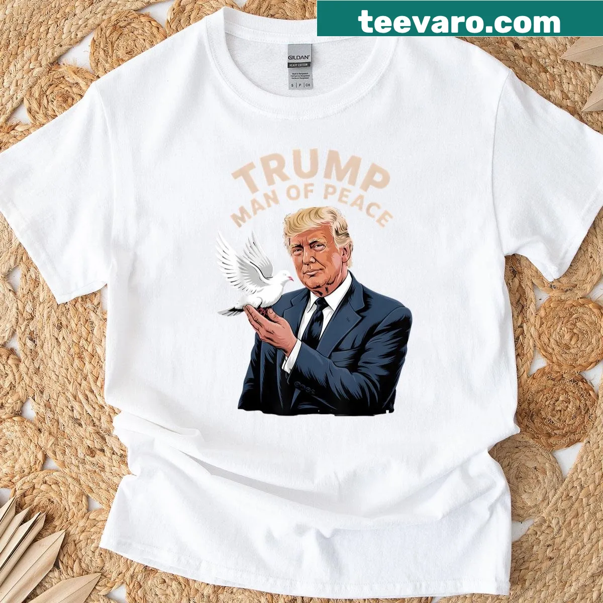 T-shirt celebrating Trump's Nobel Peace Prize nomination with a peacemaker design. — on a men's t-shirt