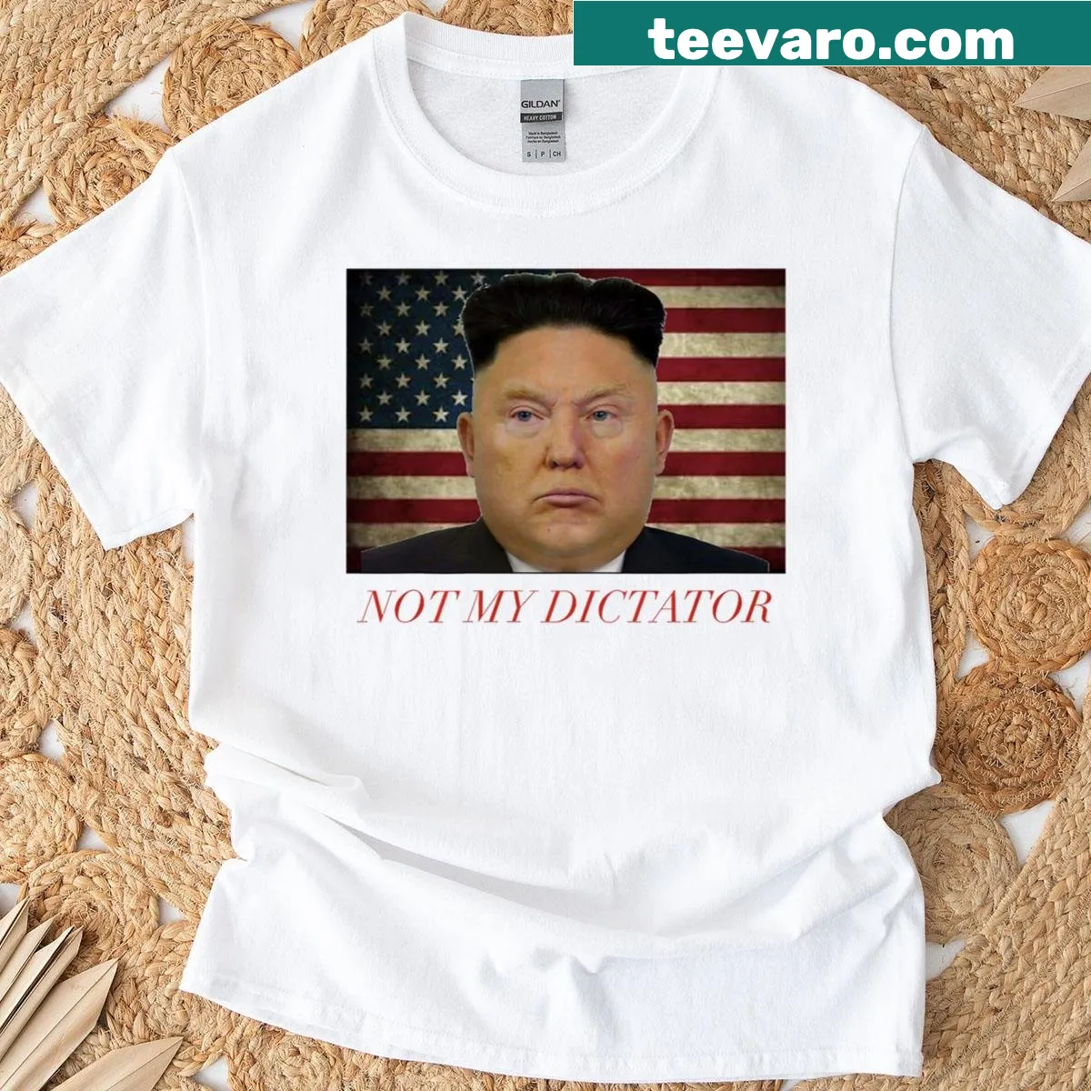 Empowerment-themed t-shirt with 'Not My Dictator' text. — on a men's t-shirt