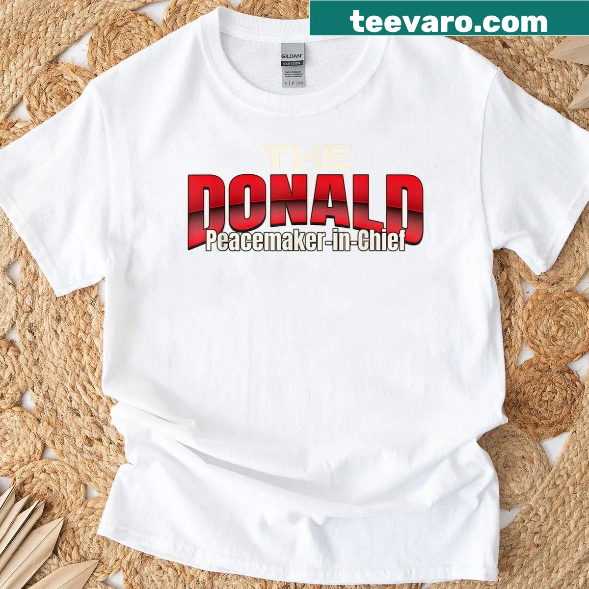 Inspirational shirt with 'Trump Peace' text — on a men's t-shirt