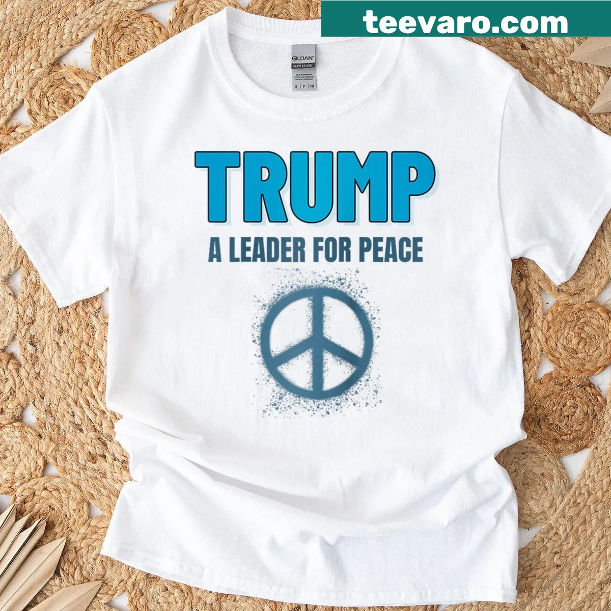Raglan baseball tee with 'A Leader For Peace' text design. — on a men's t-shirt