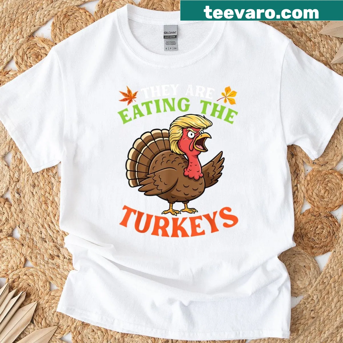 Funny Thanksgiving shirt featuring cartoon turkey humor — on a men's t-shirt