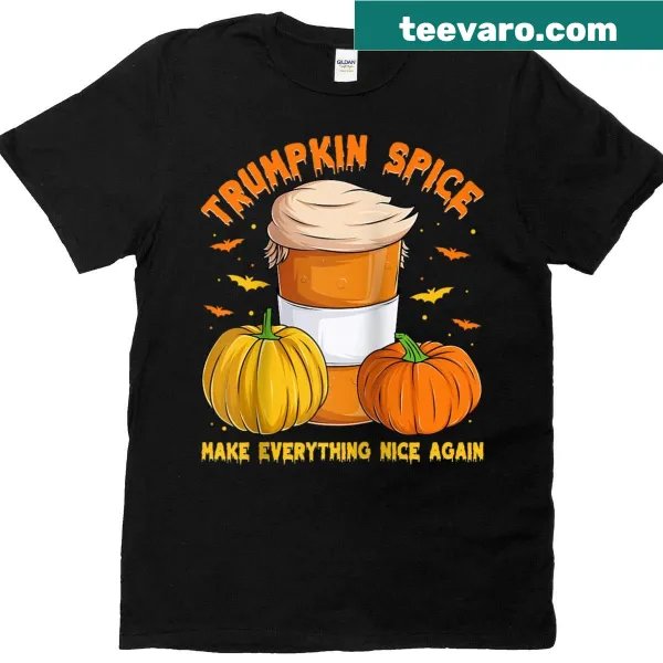 Playful Halloween T-shirt featuring Trumpkin Spice pun