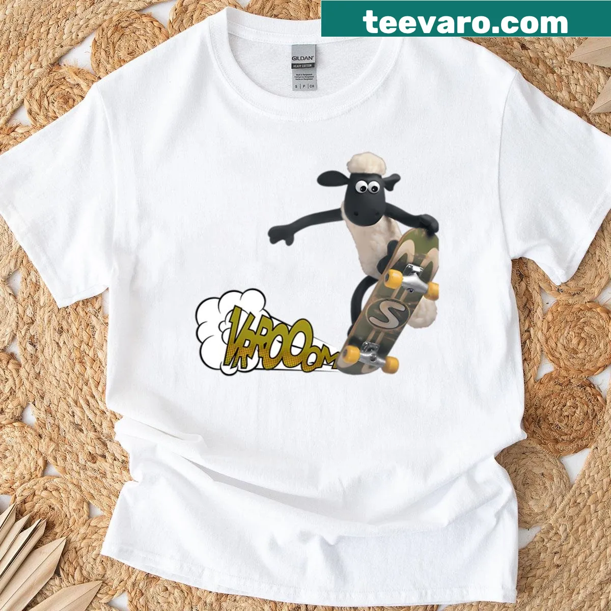 Whimsical shirt featuring illustrations of sheep from a TV series — on a men's t-shirt