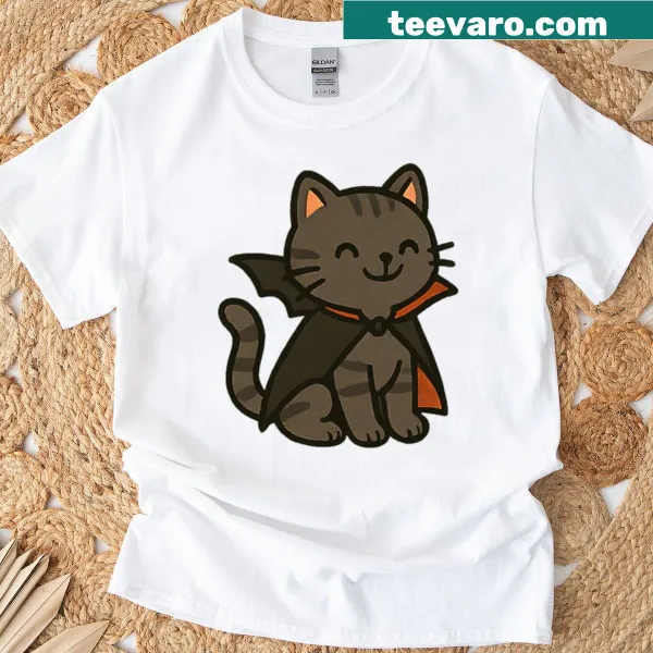 Cute Vampire Cat t-shirt with cartoon-style graphic