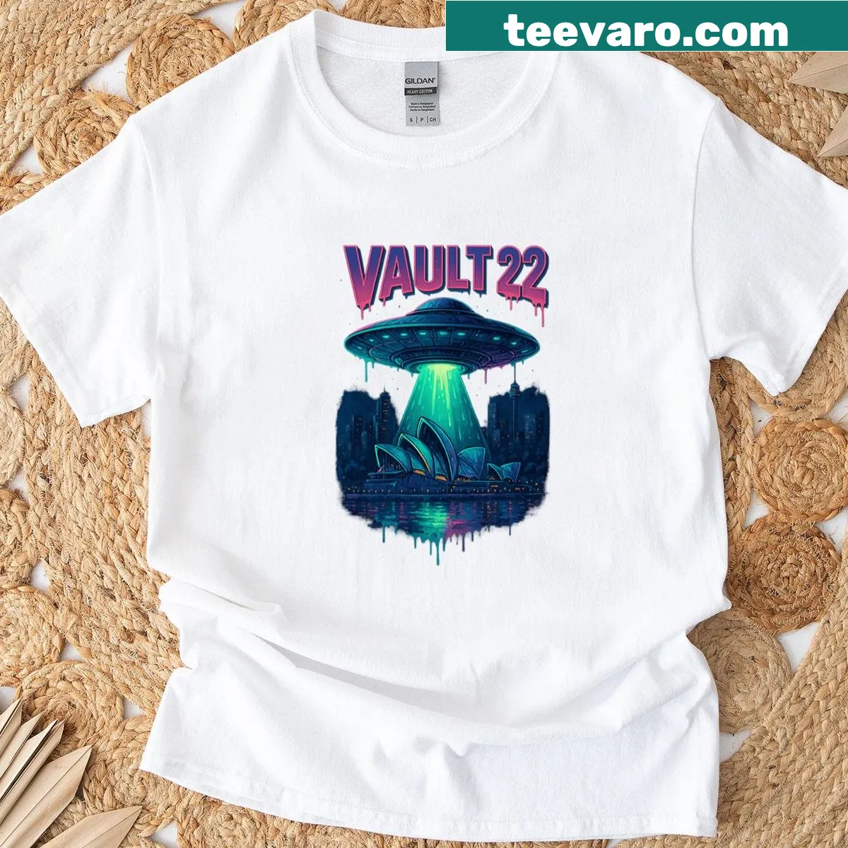 Minimalist silhouette shirt inspired by Vault 22 — on a men's t-shirt
