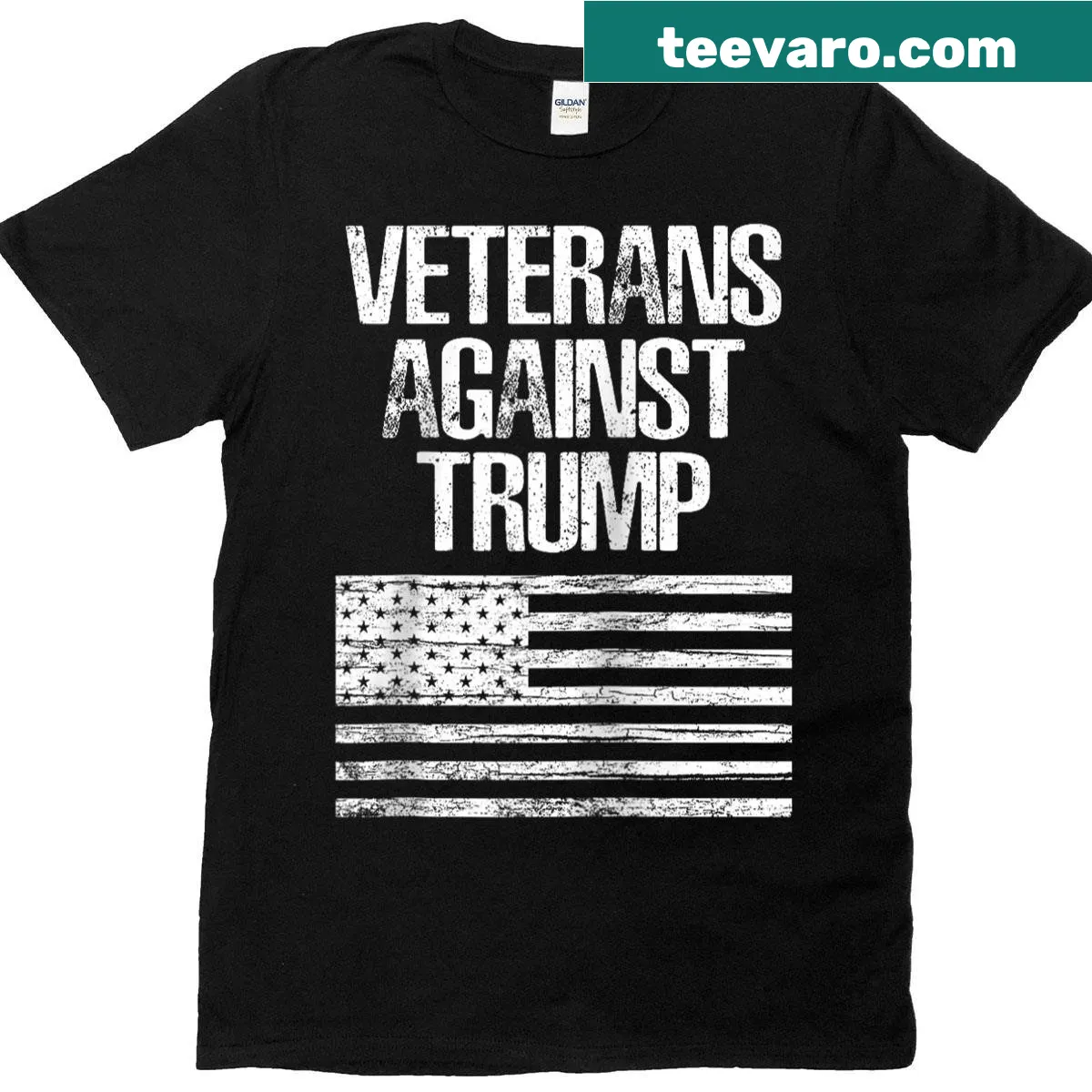 Veteran anti-Trump shirt in raglan baseball style — on a men's t-shirt