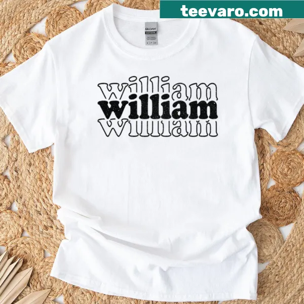 Personalized t-shirt with the name William in hand-lettered style
