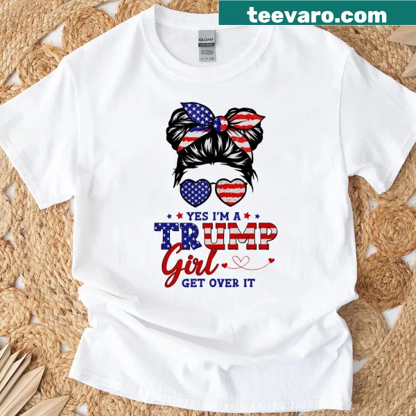 Hand-lettered Trump supporter t-shirt with messy bun design