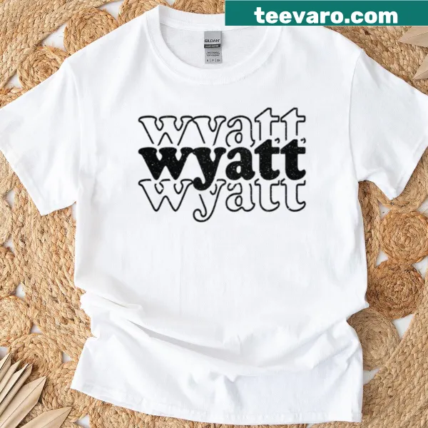 Personalized t-shirt featuring the name Wyatt in a fun cartoon style