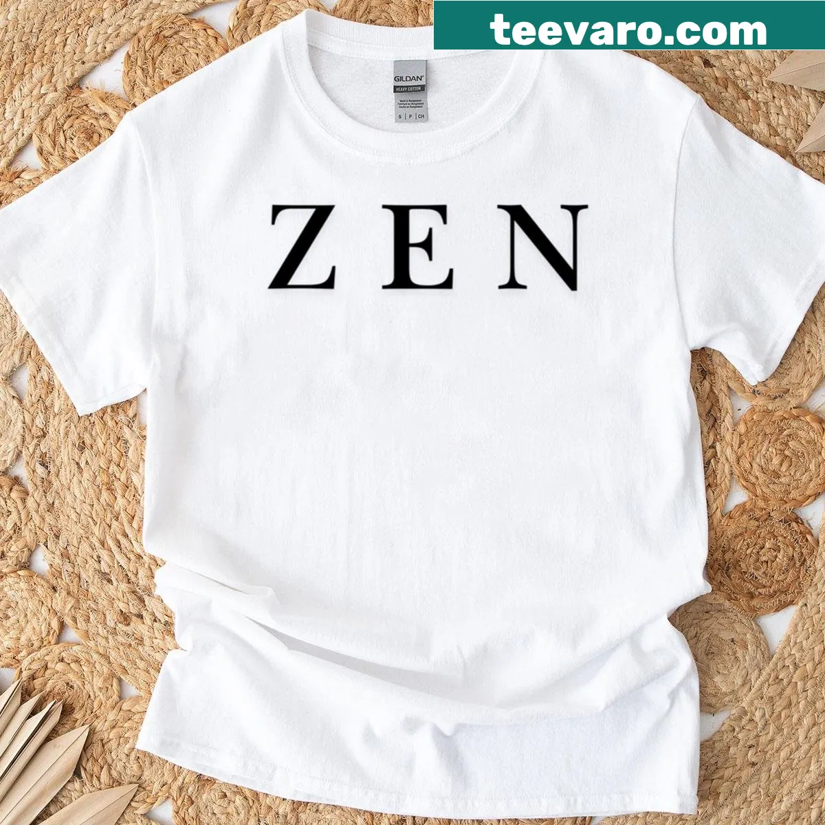 Zen statement t-shirt with clean typography — on a men's t-shirt