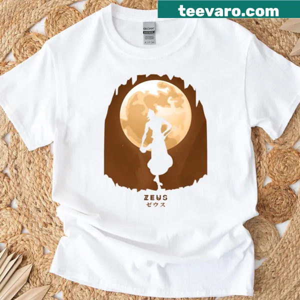 Illustrated Zeus t-shirt featuring a powerful depiction of the Greek god