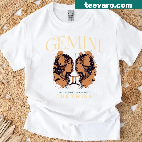 Gemini zodiac sign t-shirt with bold typography and design