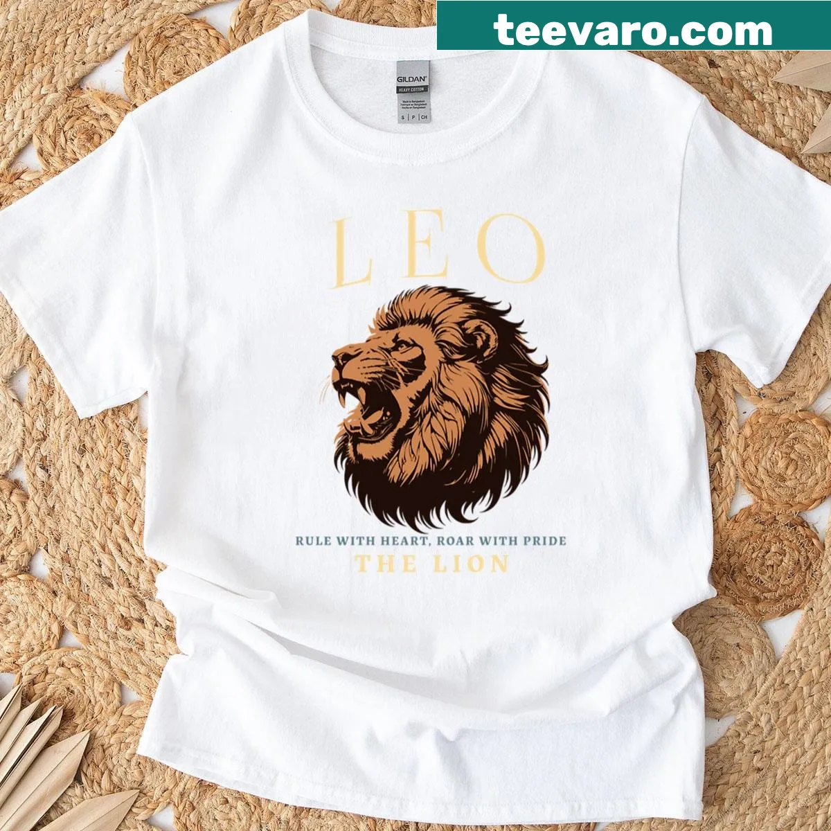 Artistic Leo zodiac sign illustration on T-shirt — on a men's t-shirt