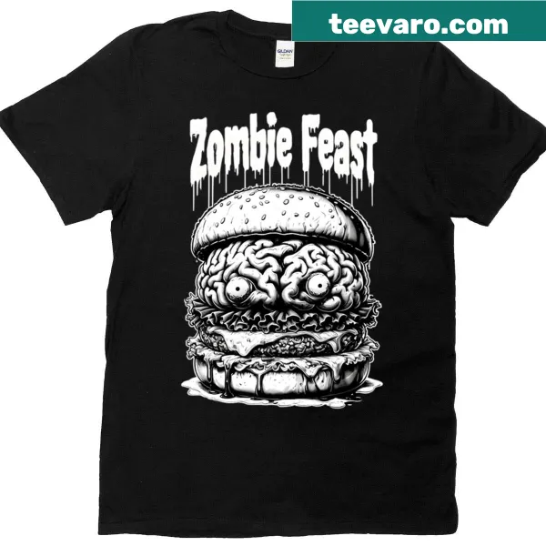 Cartoon zombie burger with a spooky and humorous design