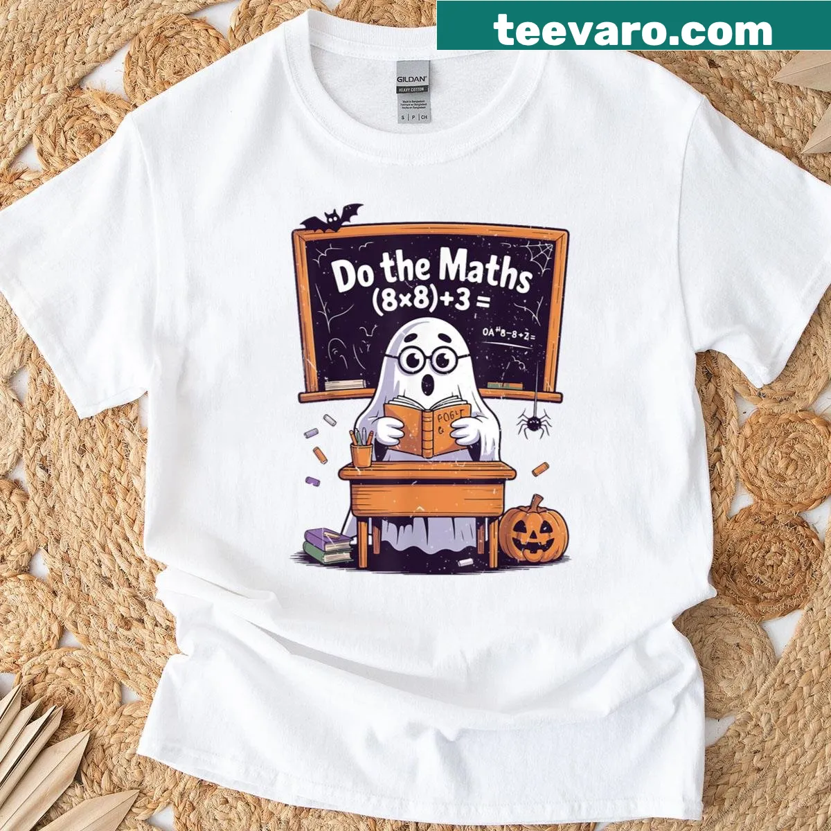 Funny ghost teacher t-shirt for Halloween with math theme — on a men's t-shirt