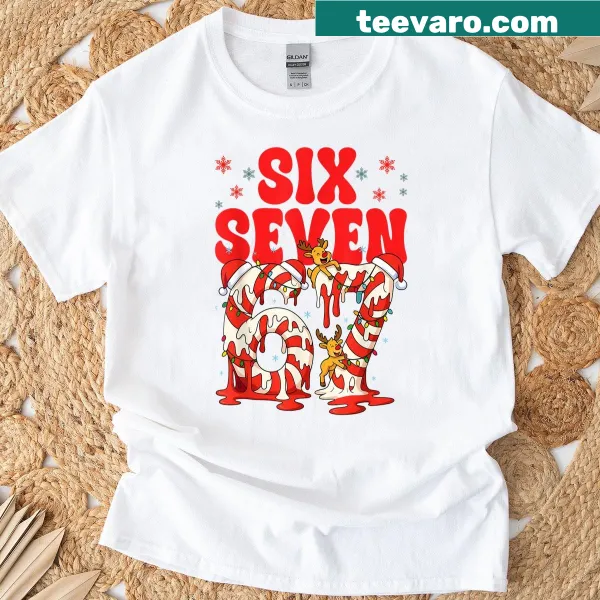 T-shirt featuring a meme-inspired candy Christmas design