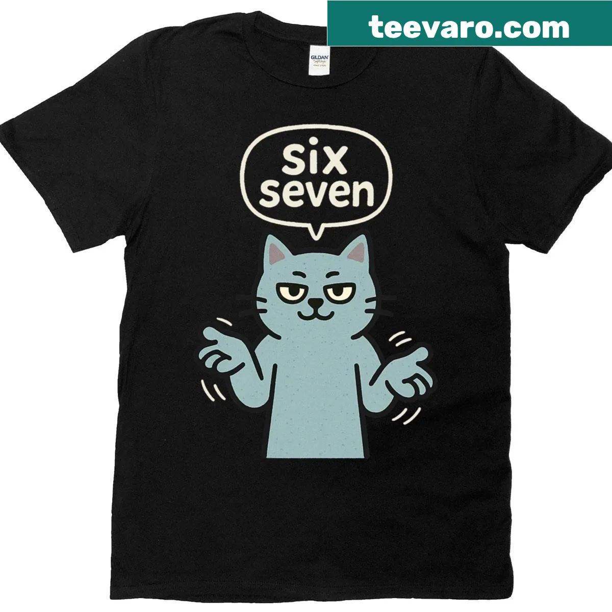 Funny kids tee with a blue cat design and gaming theme — on a men's t-shirt