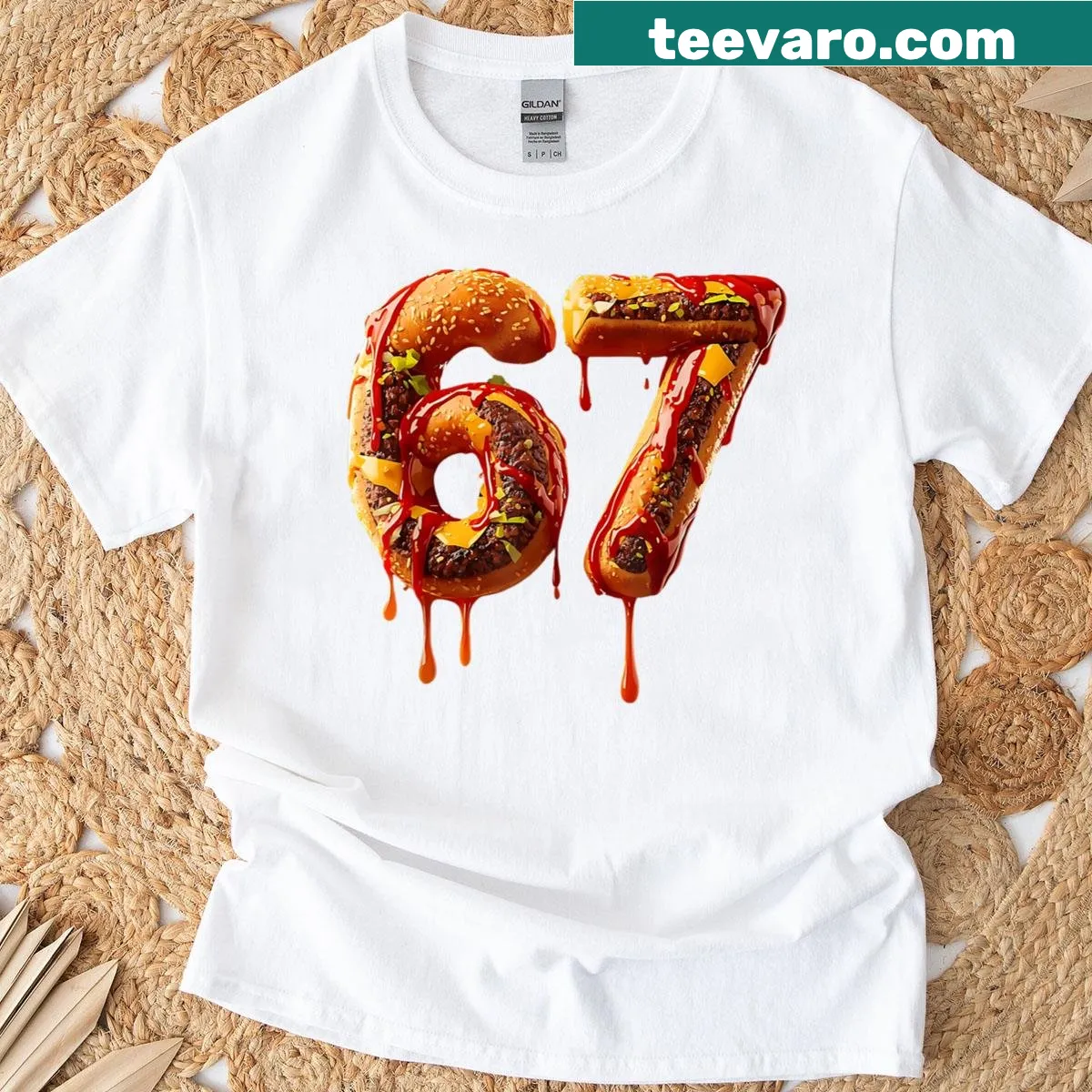 Funny kids T-shirt with meme-inspired text about burgers — on a men's t-shirt