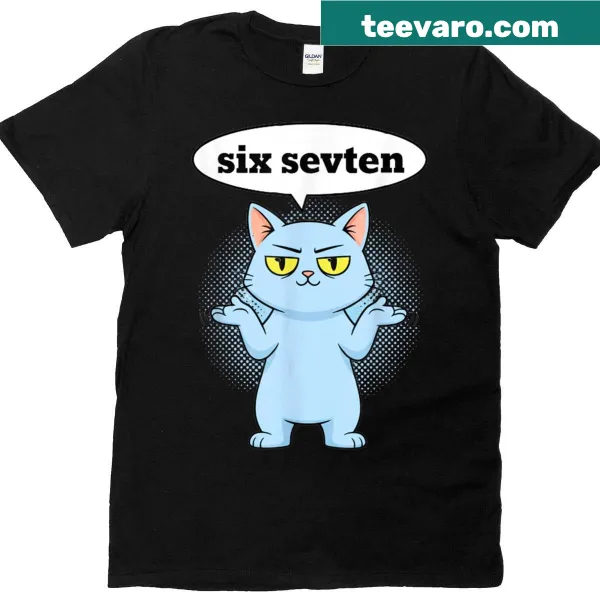 Funny kids gaming t-shirt with a cat and 67 Six Seven text