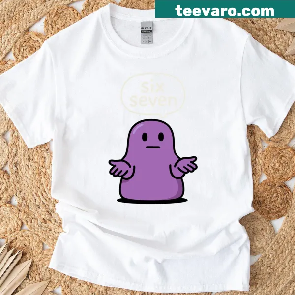 Funny purple blob slime design with Six Seven meme