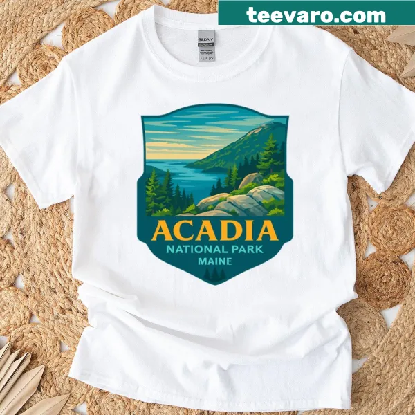 Illustrated Acadia National Park design on t-shirt