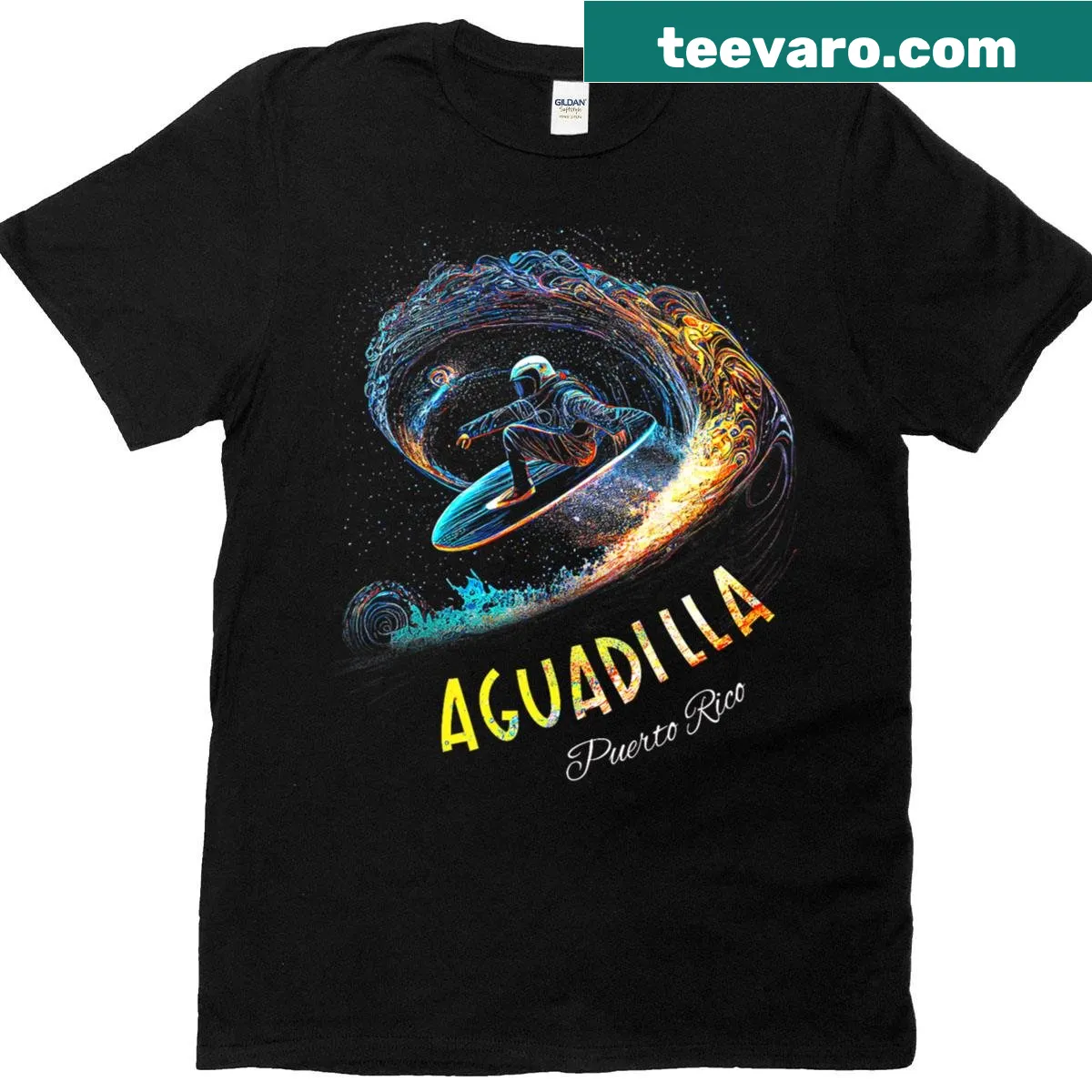Illustrative graphic T-shirt representing Aguadilla, Puerto Rico — on a men's t-shirt