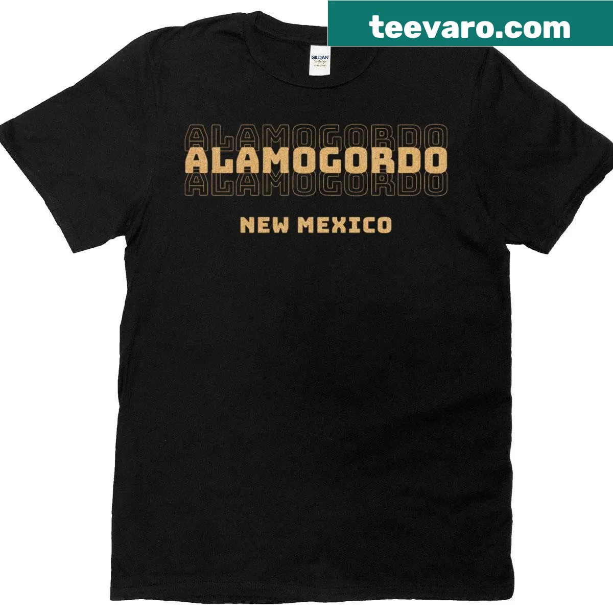 Premium tri-blend T-shirt with Alamogordo New Mexico typography design — on a men's t-shirt
