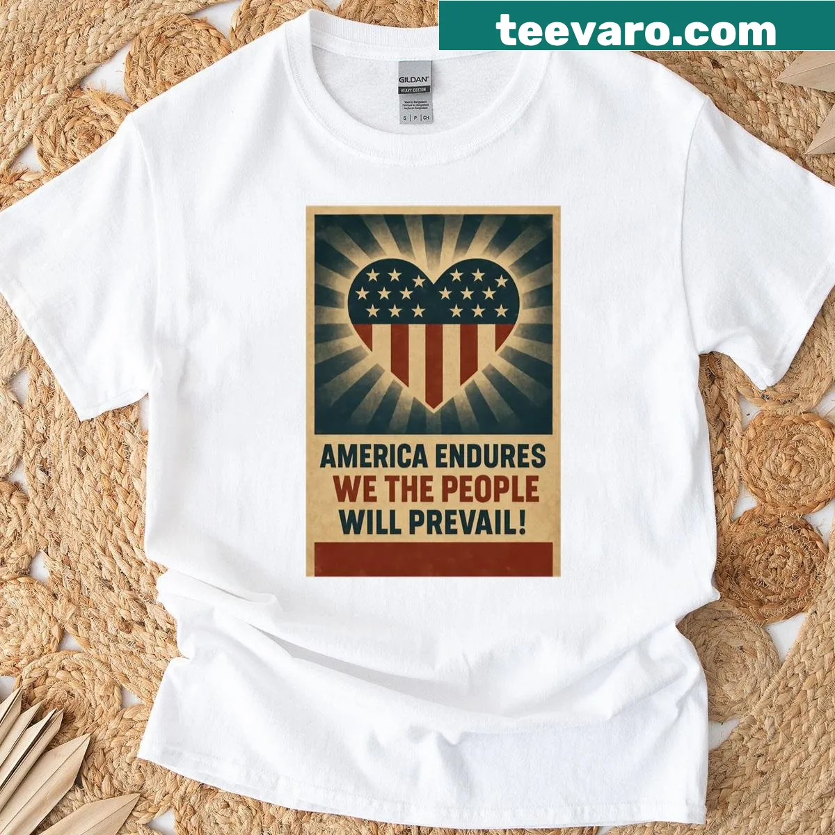 Patriotic text 'We The People Will Prevail' on a shirt. — on a men's t-shirt