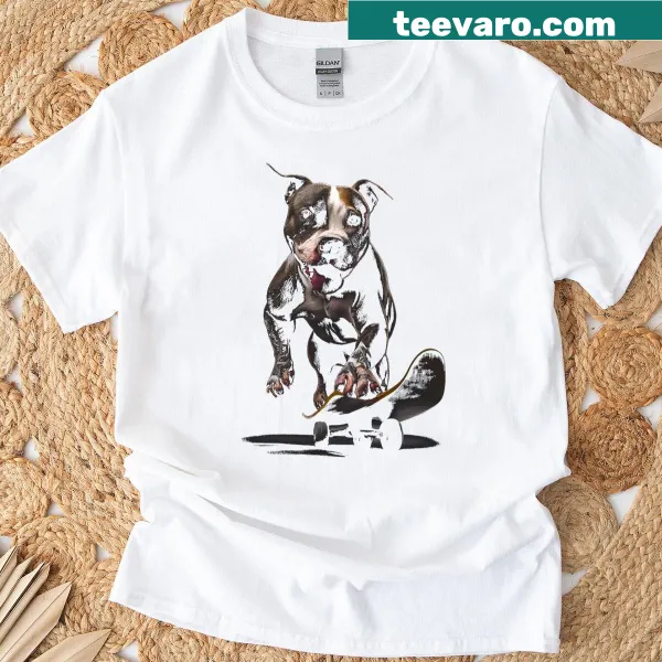 Colorful illustration of an American Staffordshire Terrier on a T-shirt