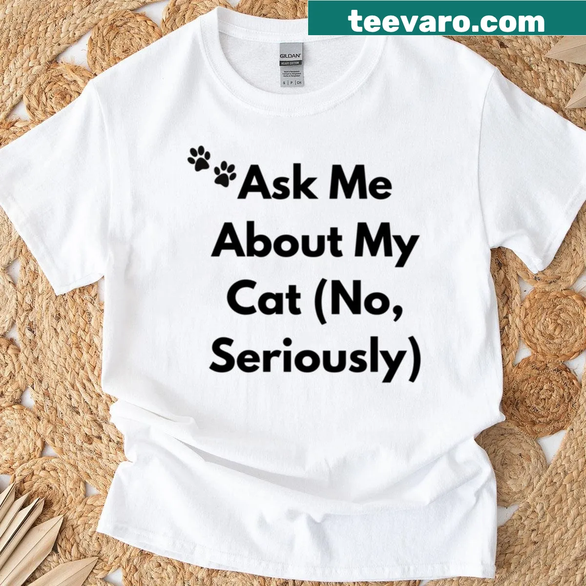 Funny cat-themed t-shirt with bold text — on a men's t-shirt