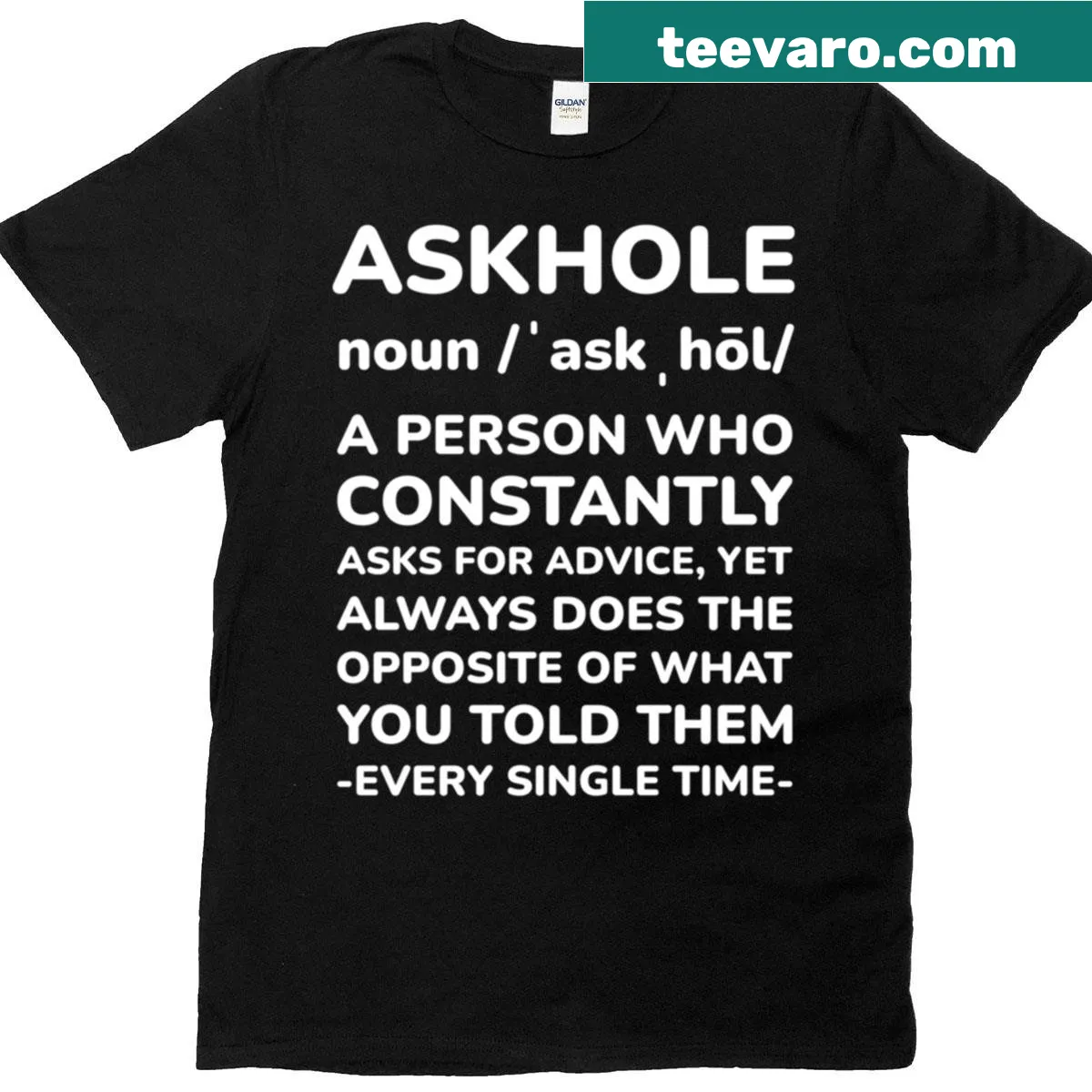 Typography design defining 'askhole' for a humorous shirt — on a men's t-shirt