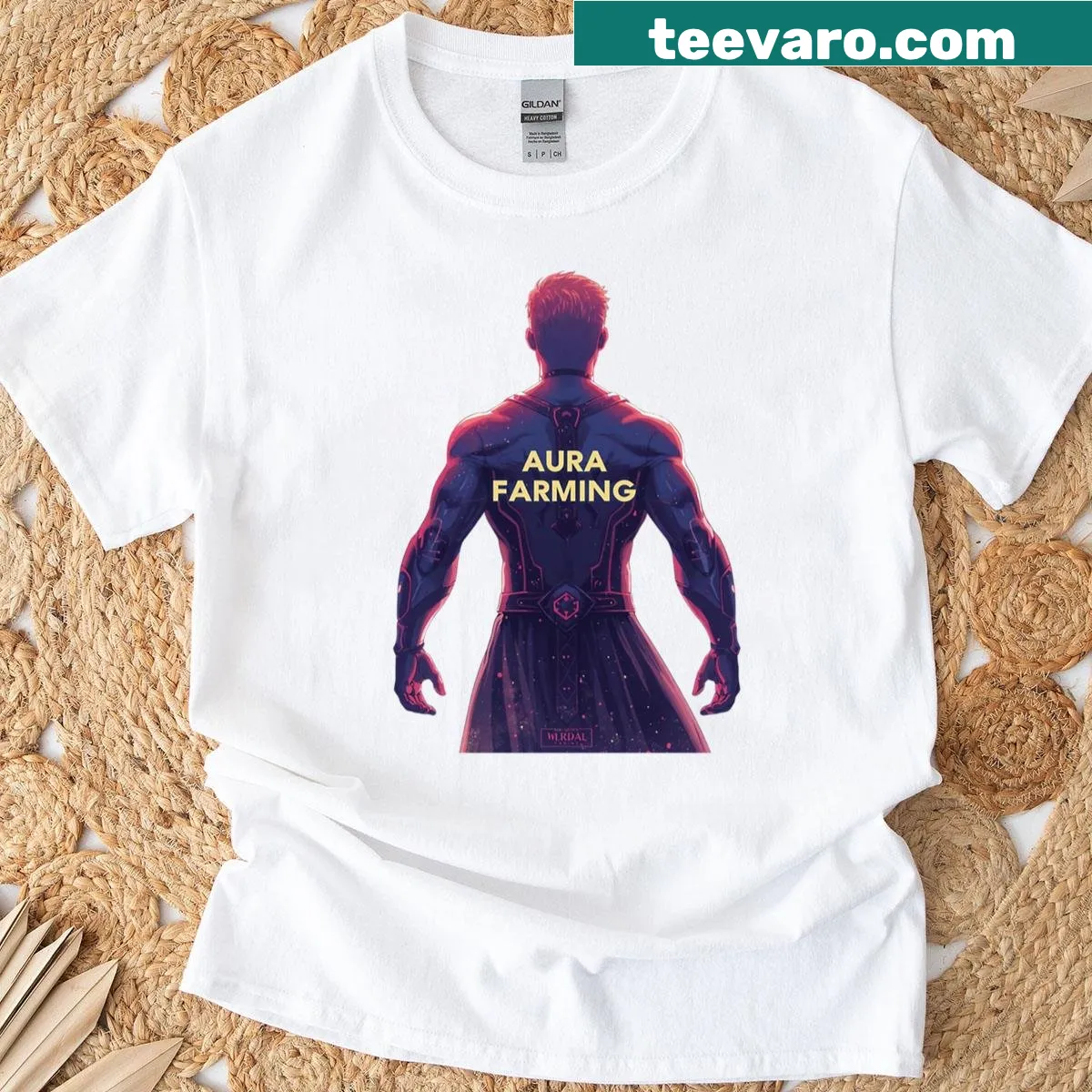 Aura Farming T-shirt featuring an engaging design about sustainability. — on a men's t-shirt